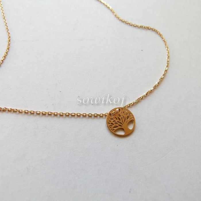 Srebrny łańcuszek pozłacany - celebrytki z drzewkiem