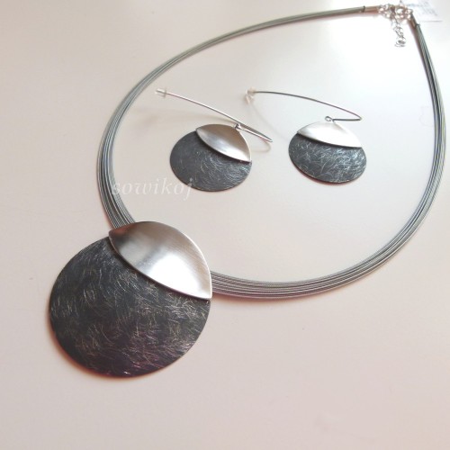 Kolczyki srebrne oksydowane duże koła wiszące