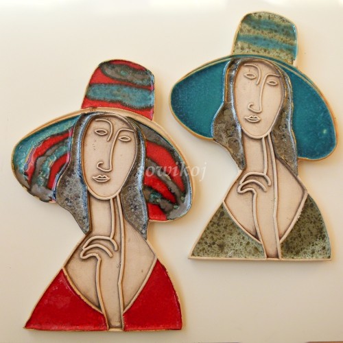 Portret kobiety Modigliani ceramika - zawieszki ścienne