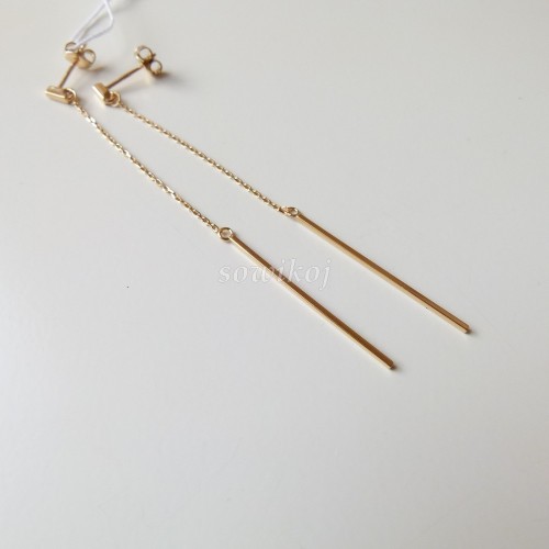 paleczk srebrne długie kolczyki pozłacane