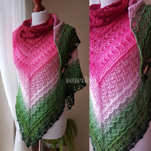 Wzór na chustę Lumen z motka Arbuz