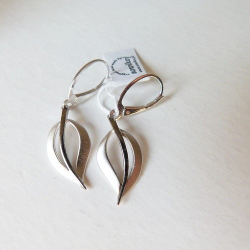 Kolczyki srebrne liście wiszące