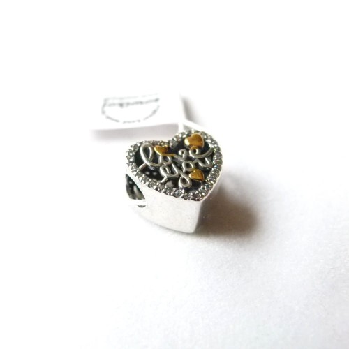 Srebrne zawieszki do bransoletek w typie pandory - serce z napisem love you