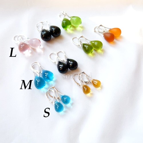 kolczyki krople - porównanie wielkości