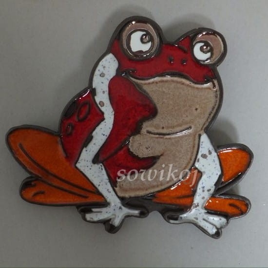Żaba ceramiczna czerwona żekotka