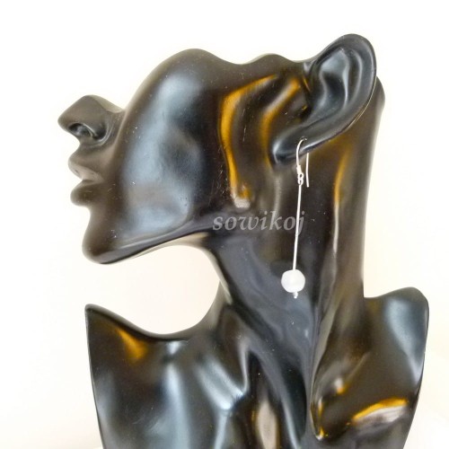 Długie srebrne kolczyki z kociego oka