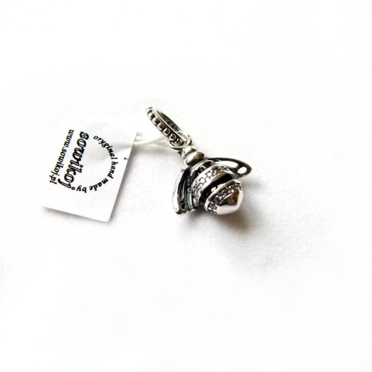 Charms srebrna zawieszka typu Pandora do bransoletki 3D pszczółka