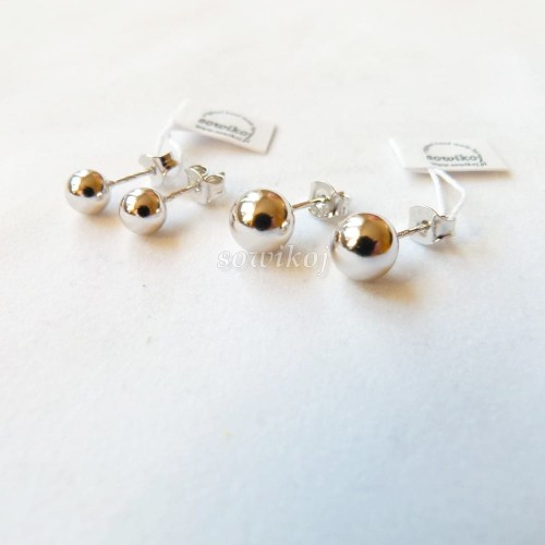 Kolczyki kulki srebrne rodowane sztyfty