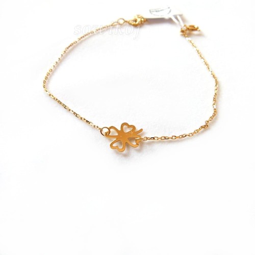 Srebrna pozłacana damska bransoletka - koniczynka