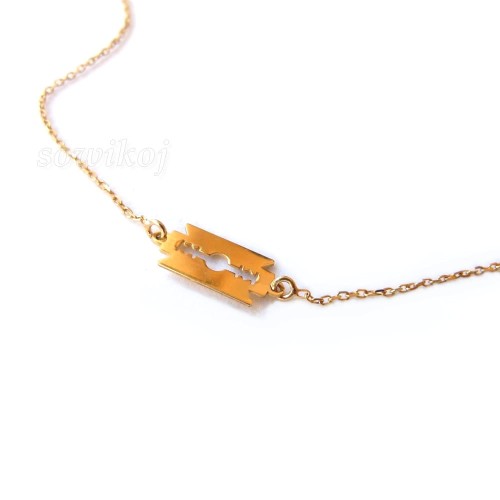 Bransoletka srebrna pozłacana  celebrytka żyletka