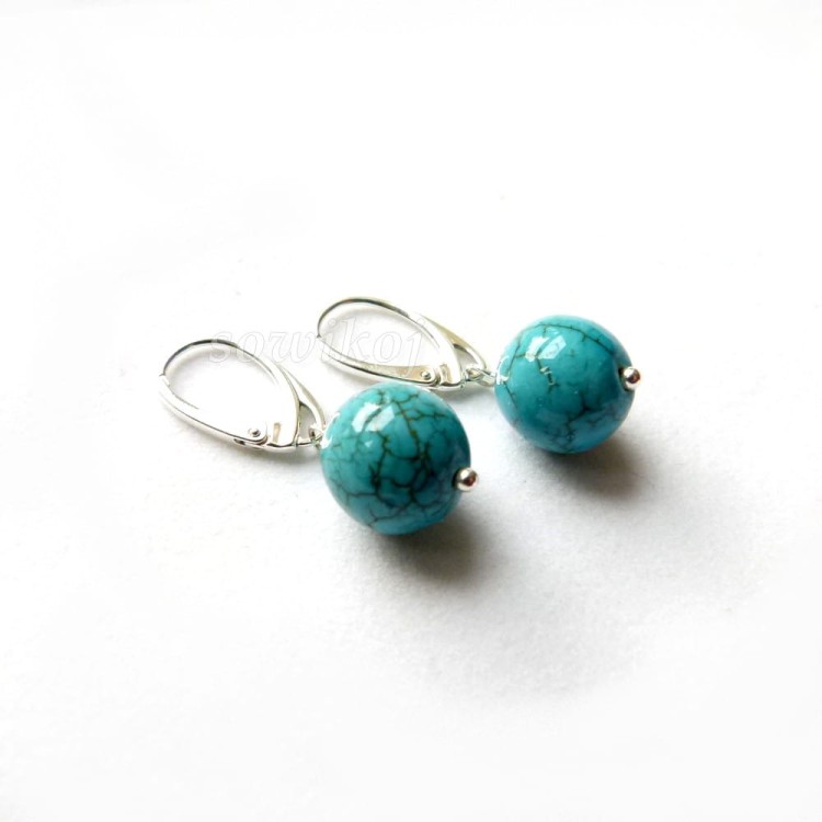 Kolczyki wiszące kule - turkusowe