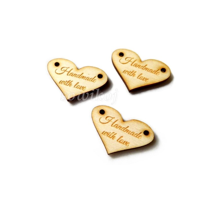 Guzik grawerowana naszywka Serce