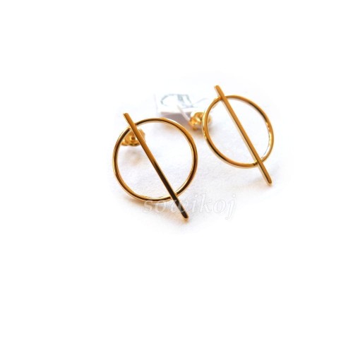 Kolczyki srebrne pozłacane koła sztyft
