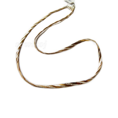 Łańcuszek srebrny i srebrny pozłacany 2 kolory plecionka kłos