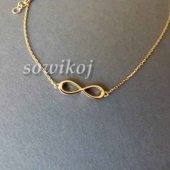 Pozłacany srebrny łańcuszek krótki z nieskończonością