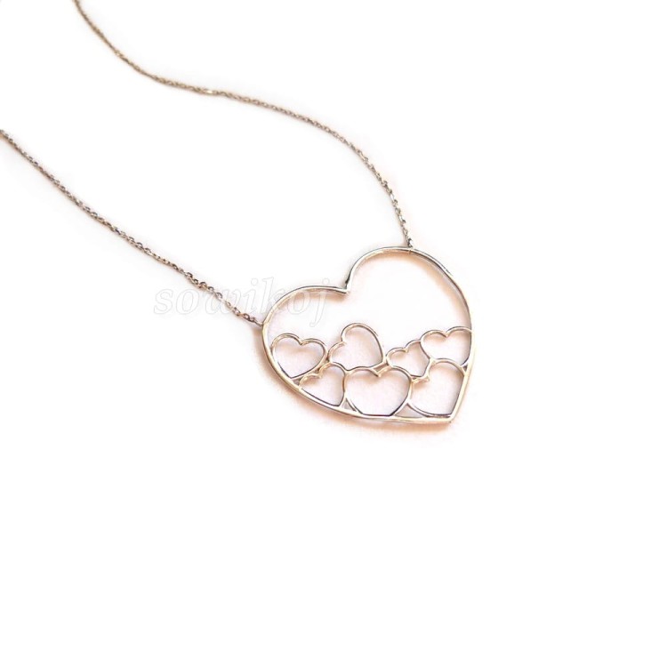 Srebrny łańcuszek z zawieszką serce z serduszkami