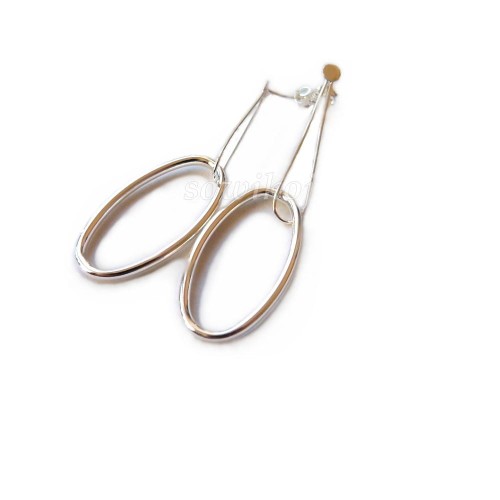 Srebrne kolczyki długie duze koła z ciekawym zapięciem