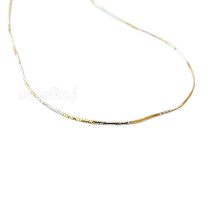 Srebrny łańcuszek pozłacany cięty linka - detal