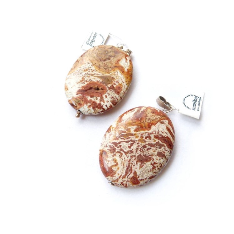 OWalny wisior medalion jaspis calsilica