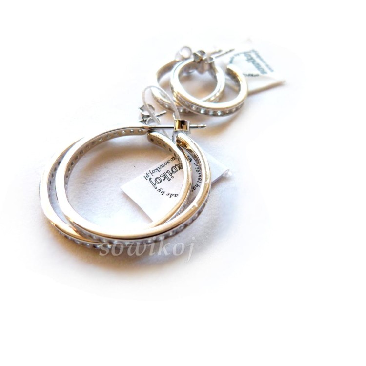 Srebrne kolczyki koła z cyrkoniami - różne średnice