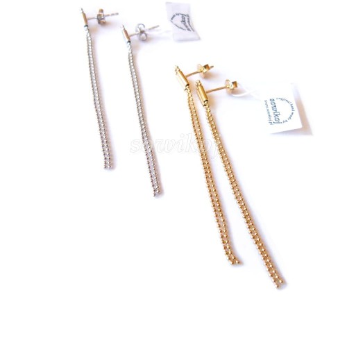 Długie srebrne kolczyki wiszące kulki -  sztyft