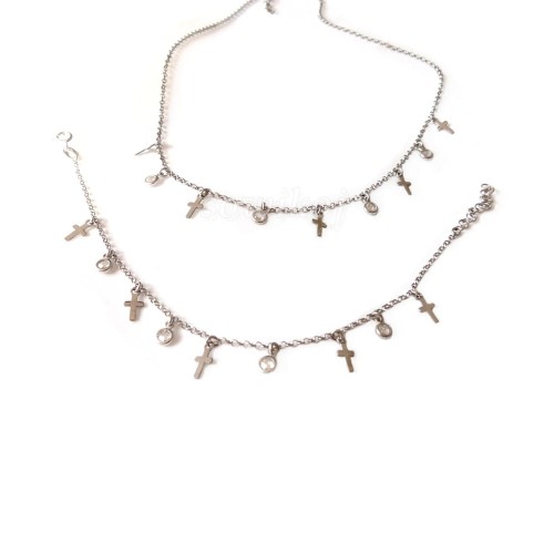 Łańcuszek i bransoletka z zawieszkami - srebro