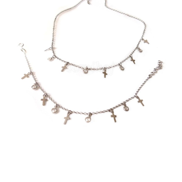 Łańcuszek i bransoletka z zawieszkami - srebro