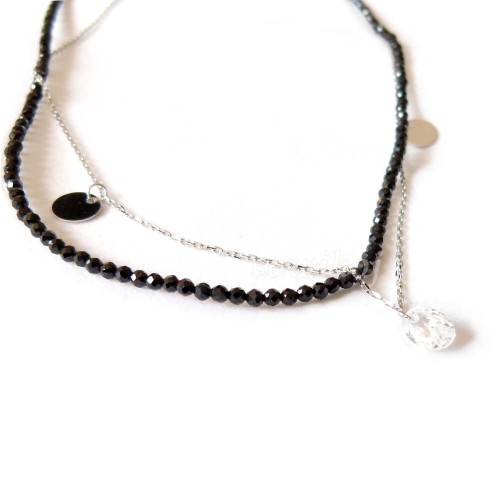 podwójna bransoletka z cyrkonią szklaną dużą i spinelami