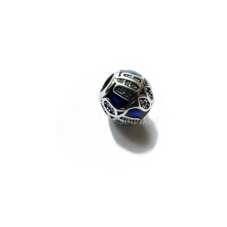 Koralik AG kula ręka Fatimy niebieska