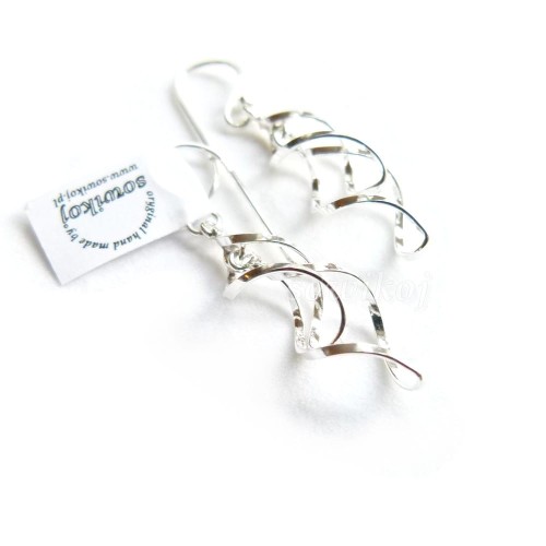 Wiszące srebrne kolczyki lekkie przestrzenne