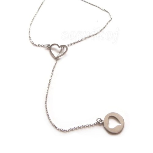 Łańcuszek srebrny krawatka - serduszka