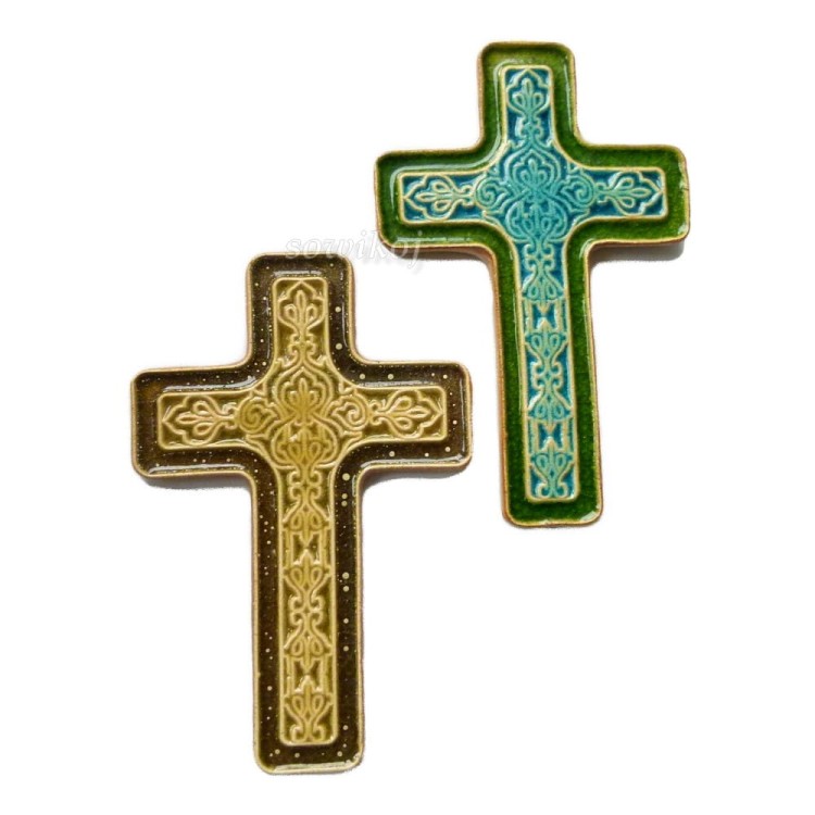 Krzyż ceramiczny motyw orientalny