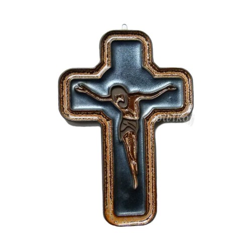Krzyż ceramiczny mniejszy czarny z Panem Jezusem