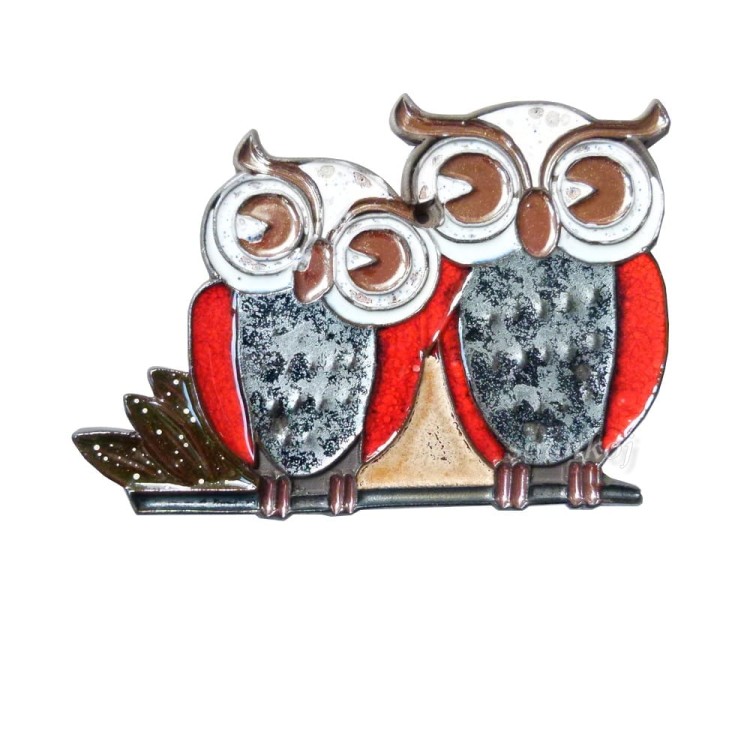 Ceramiczne sówki czerwone panel na ścianę