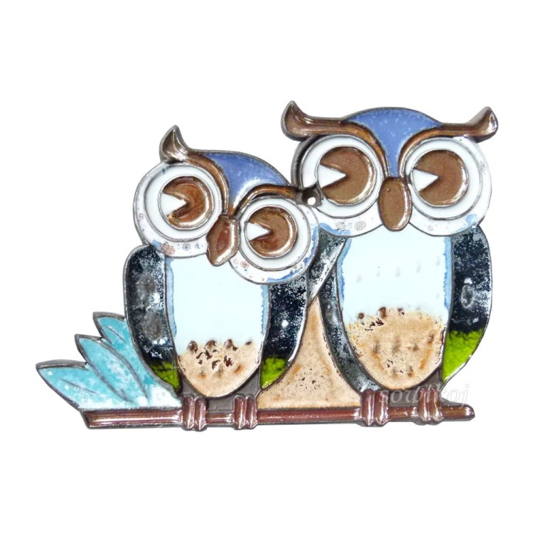 Zawieszka ozdoba na ścianę - Ceramiczne Sówki niebieskawe