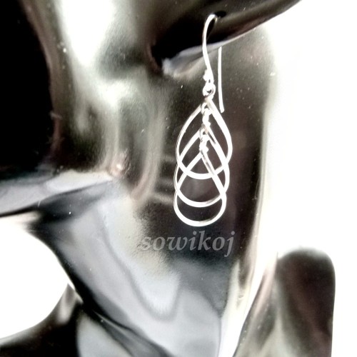 Potrójne pętelki ruchome - wiszące kolczyki srebrne