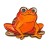 Żaba pomarańczowo czerwona ceramiczna