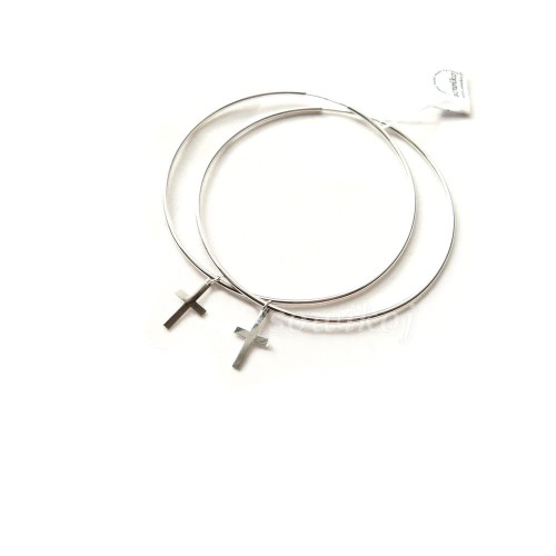 Koła - duze kolczyki ze srebra 925 z zawieszką krzyżykiem