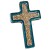 Ceramiczny krzyż z ornamentem - szkliwiony, wypalany w piecu - do powieszenia na ścianie