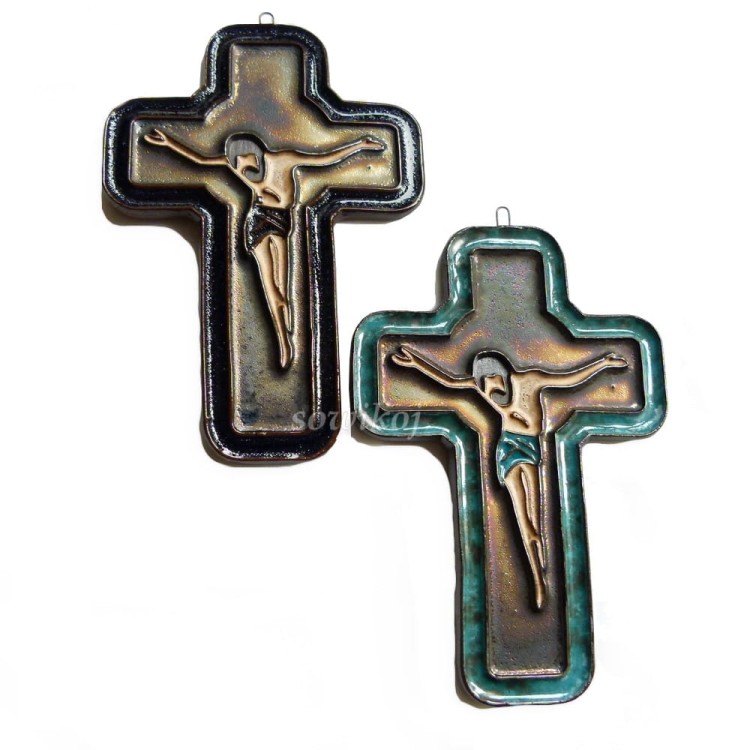 Krzyże z Jezusem benzynowe - ceramika szkliwa i tlenki
