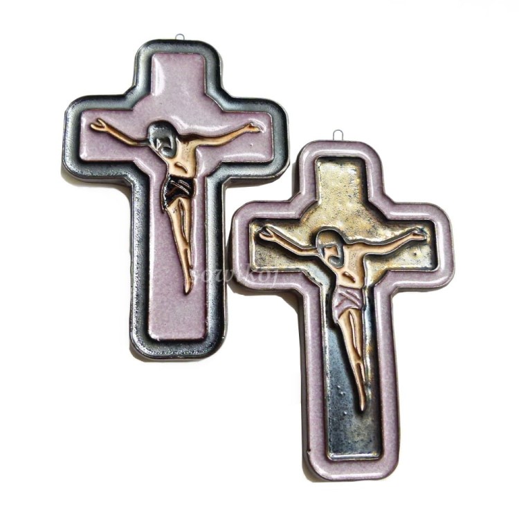 Krzyżyk Pan Jezus - ceramika wypalana w piecu