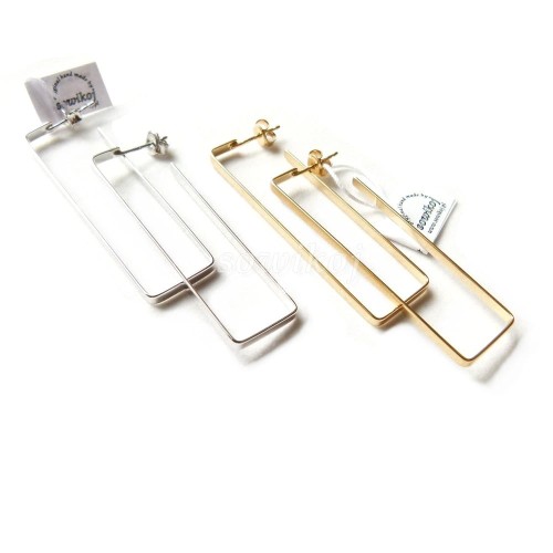 Długie wiszące kolczyki prostokątne wąskie