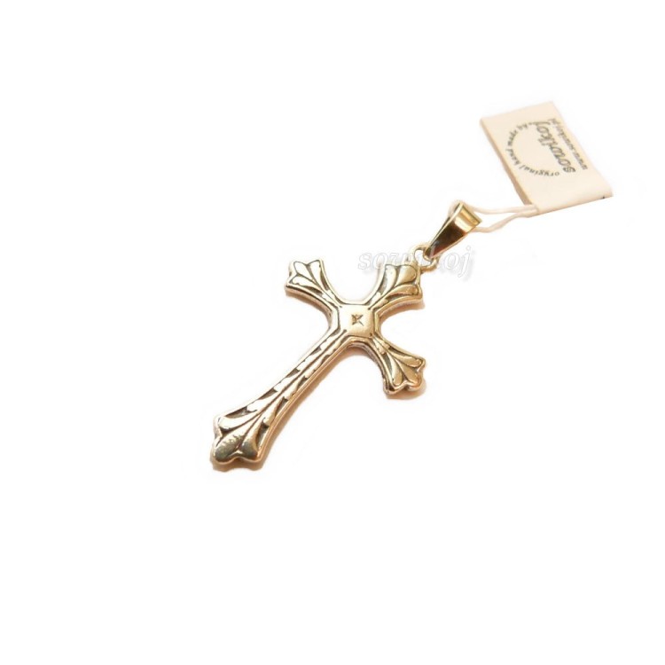 Krzyżyk srebrny z motywem roślinnym