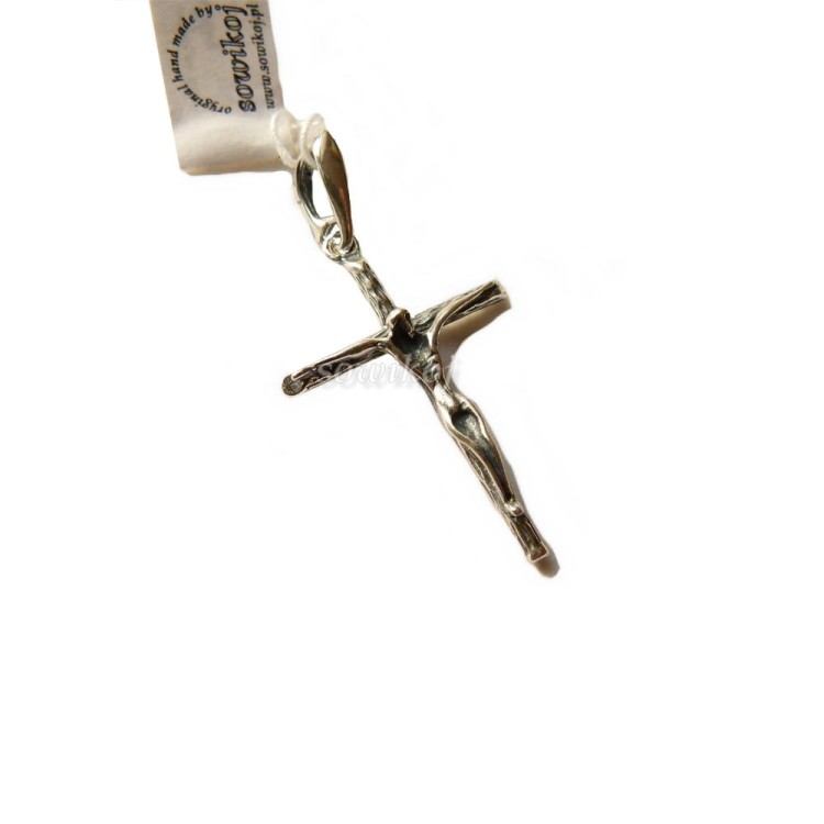 Krzyżyk srebrny z Jezusem minimalistyczny