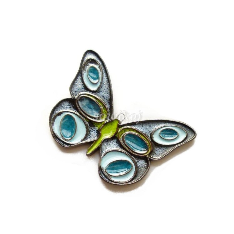 Motyl - panel ozdoba ceramiczna z turkusowym akcentem