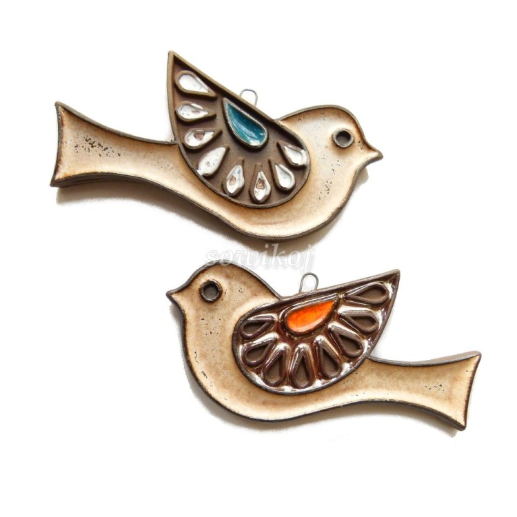 Beżowe ceramiczne gołąbki małe