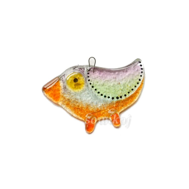 Szklany ptaszek kolorowa zawieszka okienna