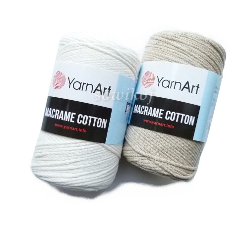 Sznuerk do makramy Yarn Art Cotton Macrame porównanie kolorów 752 i 753 - krem i beż