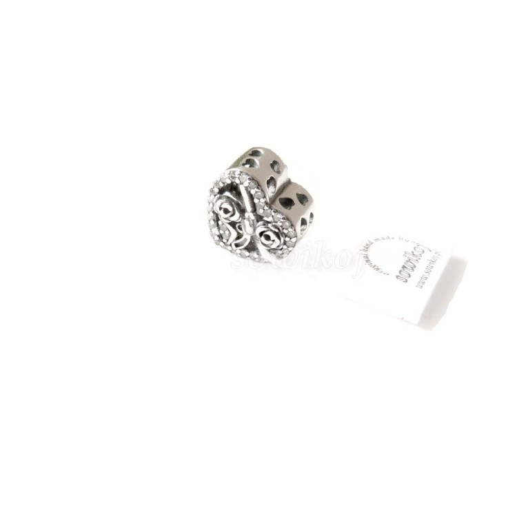 Charms ze srebra 925  serduszko z różą