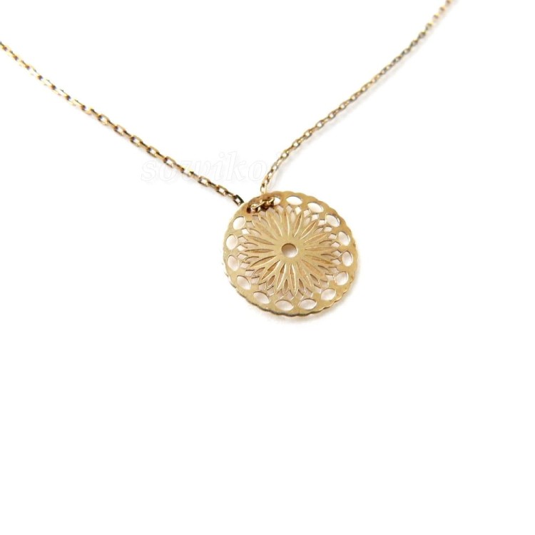 Srebrny pozłacany łańcuszek z zawieszką w kształcie słońca - rozeta